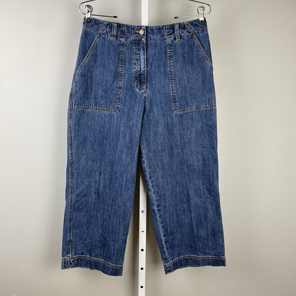 Vintage Jones NY Sport Denim‎ Capri Jeans Womens Size 8 Wide Leg Cropped - Picture 1 of 8